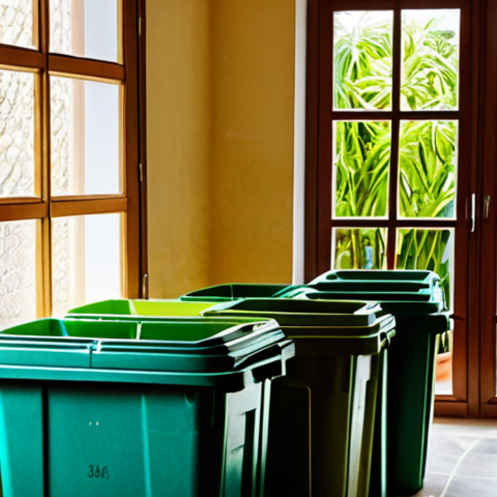 Sustainable Living in Portugal**
A cozy Portuguese home interior, fully clothed family sorting recyclable materials into color-coded bins, sunlight streaming through a window showcasing lush green plants, appropriate attire, safe for work, perfect anatomy, natural proportions, high-resolution photography, professional setting, modest background, family-friendly environment.
**