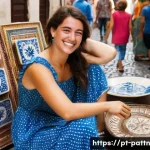 Home 18 자원순환 경제와 지속 가능한 소비 - **Prompt:** A vibrant and bustling flea market scene in Lisbon, Portugal. A young woman in her late ...